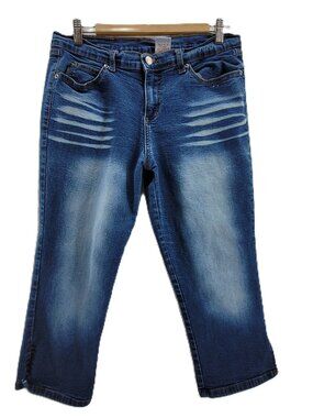 Watch LA Capri Jeans Womens 30 Blue Stretch Denim Vintage Slit Cuff Faded Look